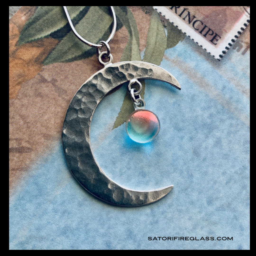 Satori Fire Light on Hammered Crescent Moon