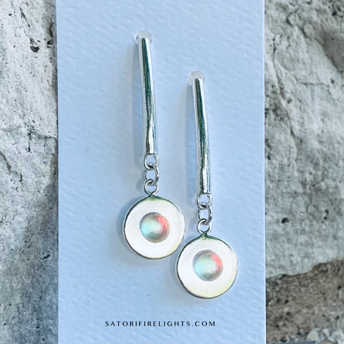 BEST SELLER Satori Fire Light Disc Earrings on Sterling Bar