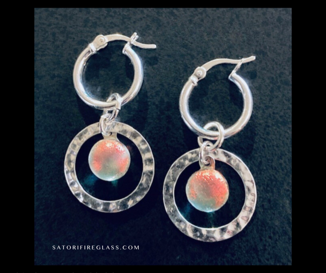 Fire Lights on Hammered Earrings