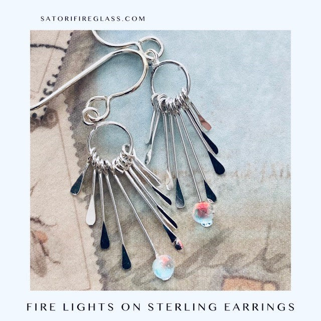 Fire Lights Earrings on Sterling Tassels