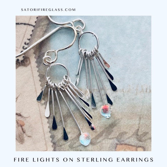 Temp. SOLD OUT/ Fire Lights Earrings on Sterling Tassels