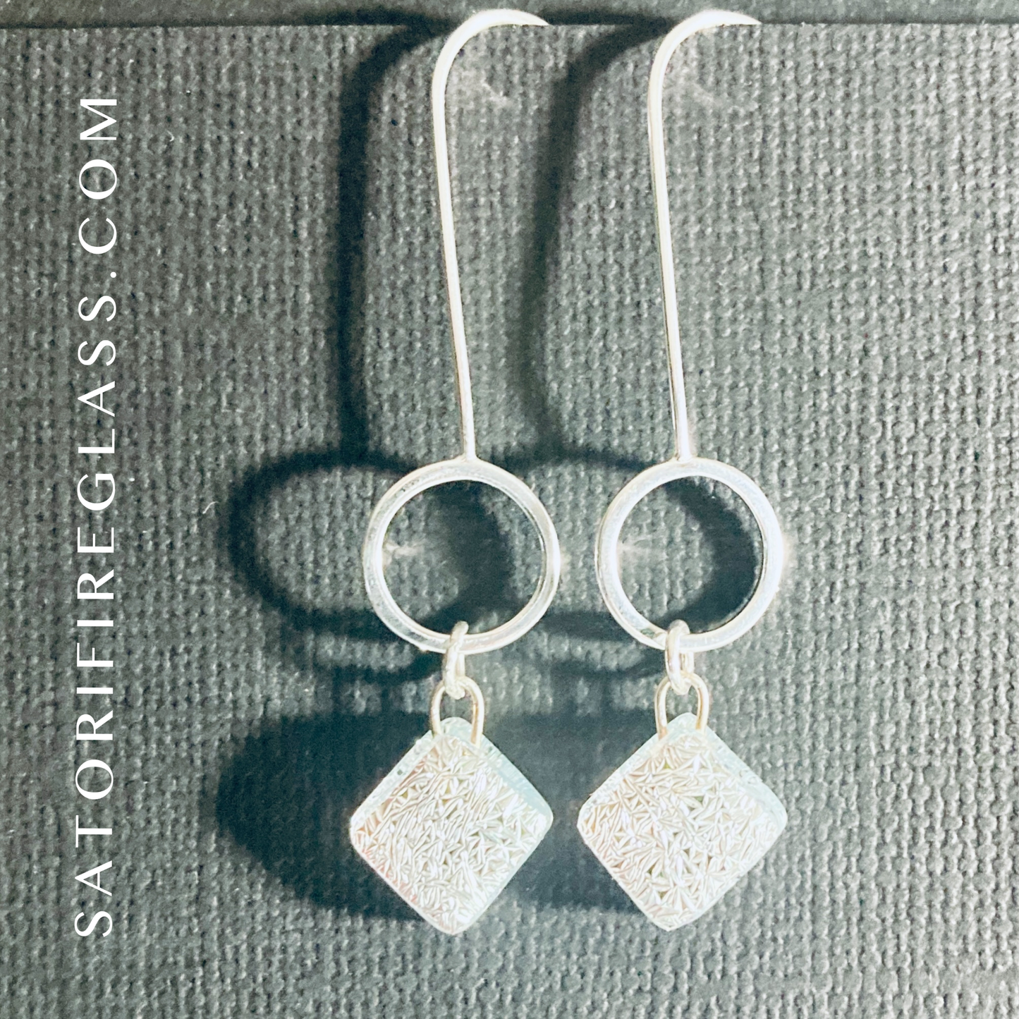 Long Drop Silver Circle Earrings