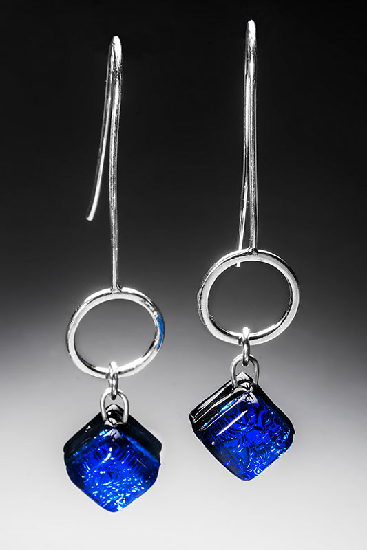 Long Drop Silver Circle Earrings