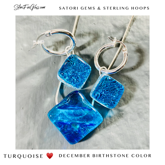 Satori Organic Gem & Sterling Hoop Set