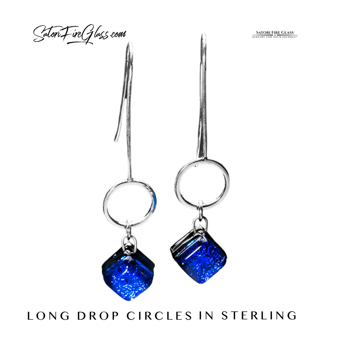 Long Drop Silver Circle Earrings