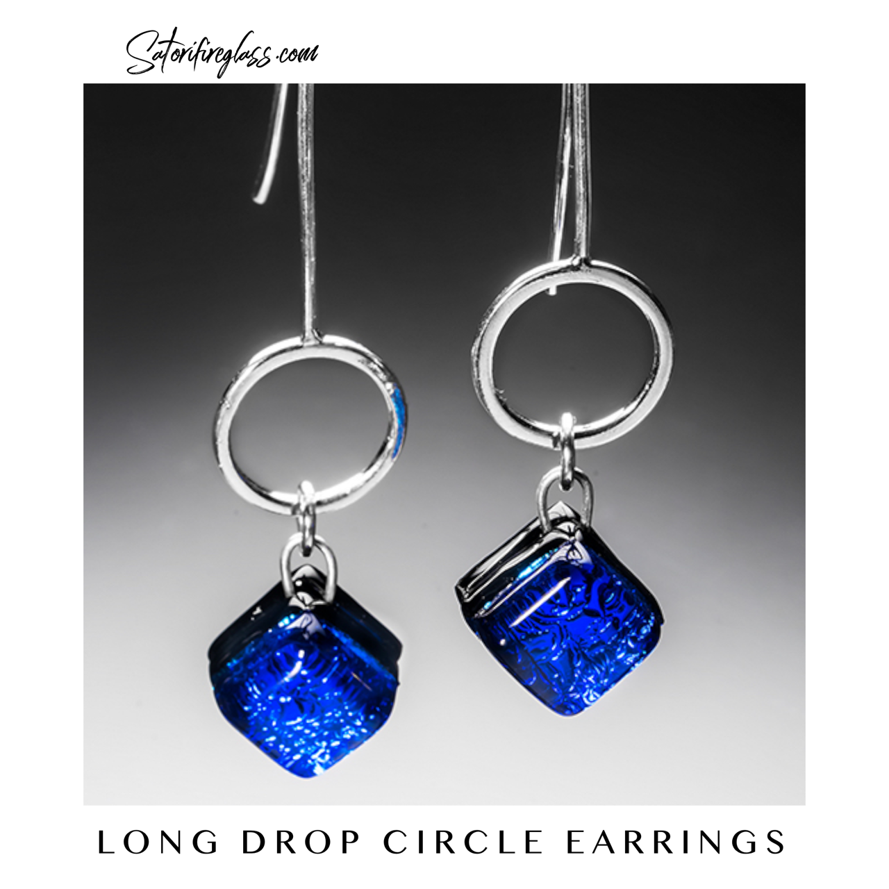 Long  Drop Silver Circle Earrings