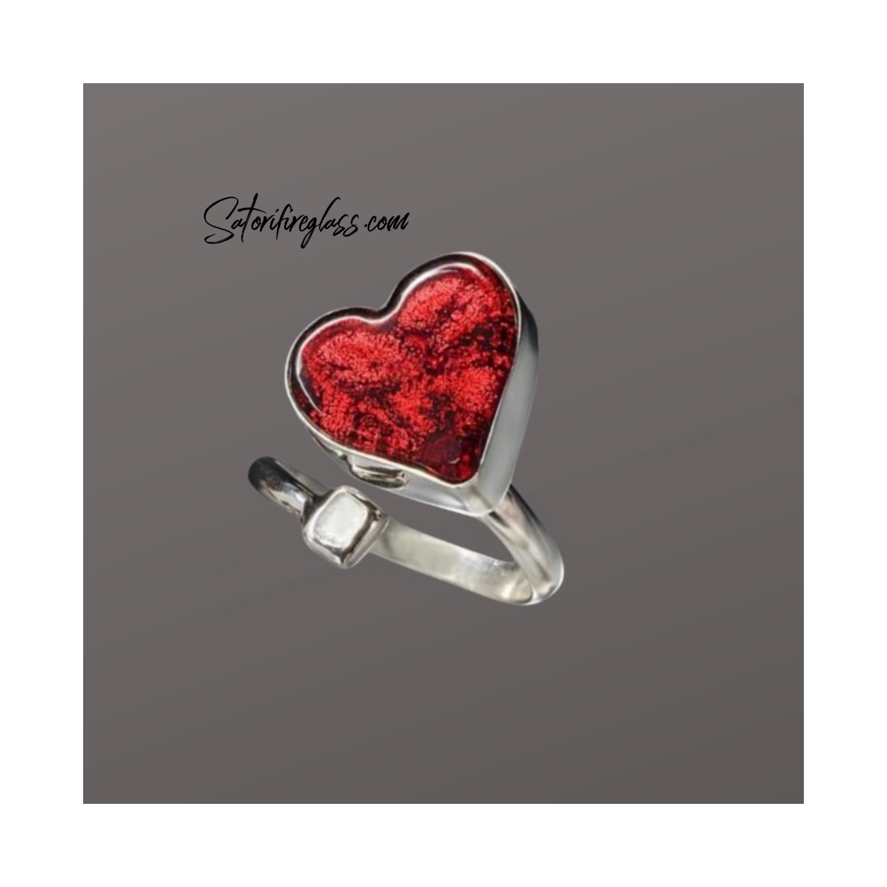 Red Heart Ring Set In Sterling