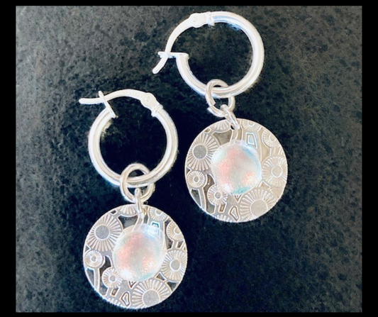 Fire Lights on Hammered Earrings