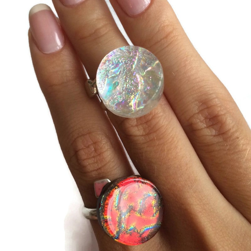 Satori Glass and Sterling Silver Adjustable Rings