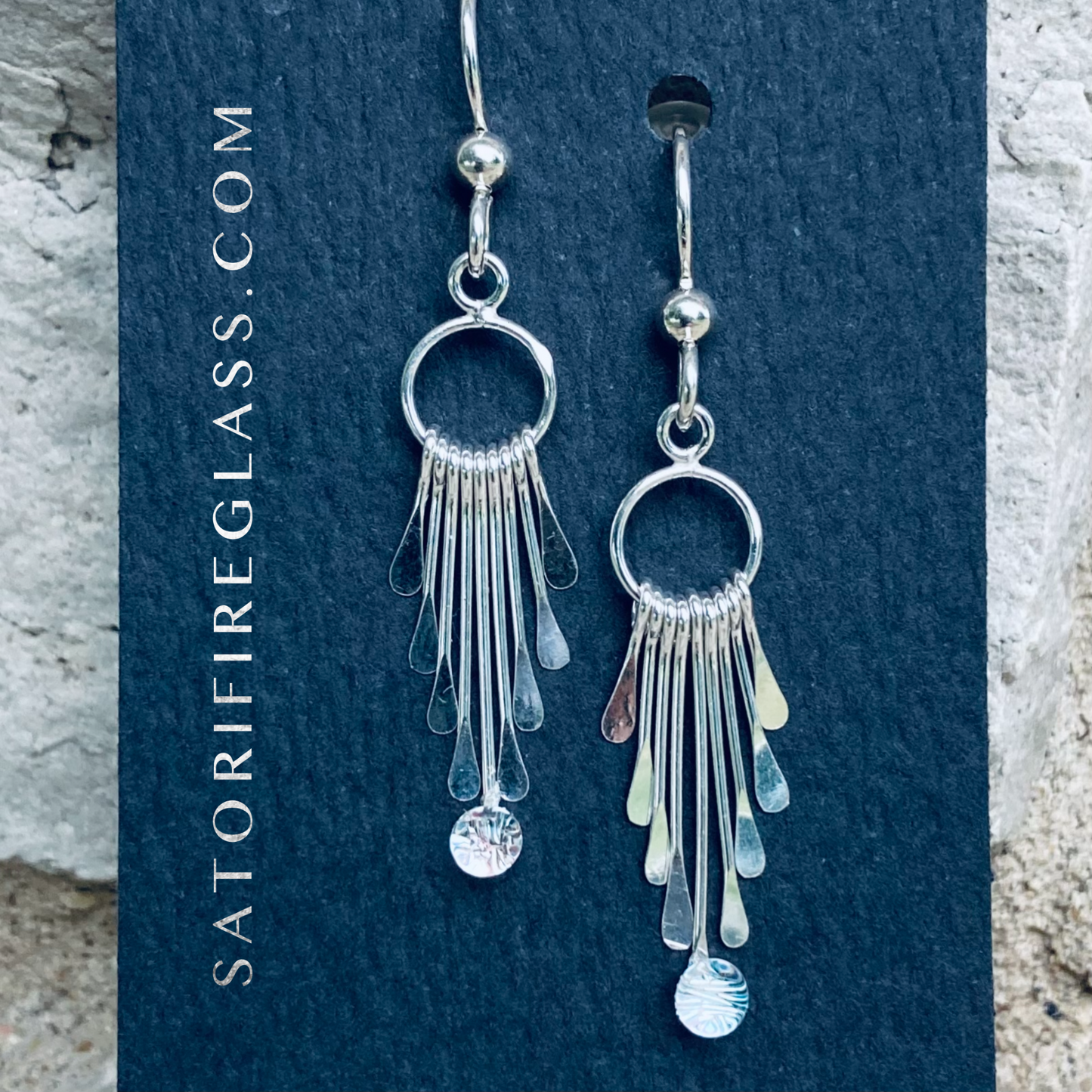 Silver Fire Lights Earrings on Sterling Silver Tassels