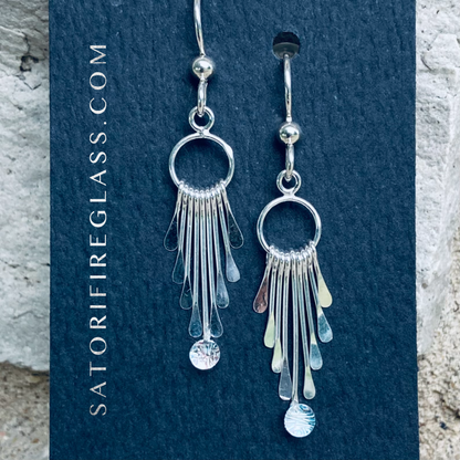 Silver Fire Lights Earrings on Sterling Silver Tassels