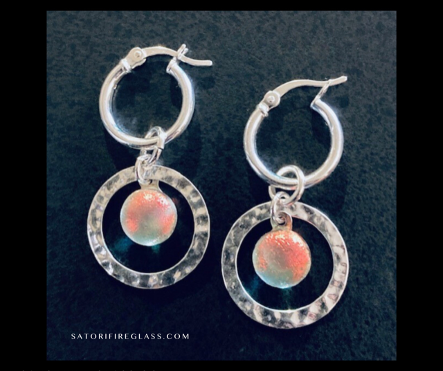 Fire Lights on Hammered Sterling Silver Earrings