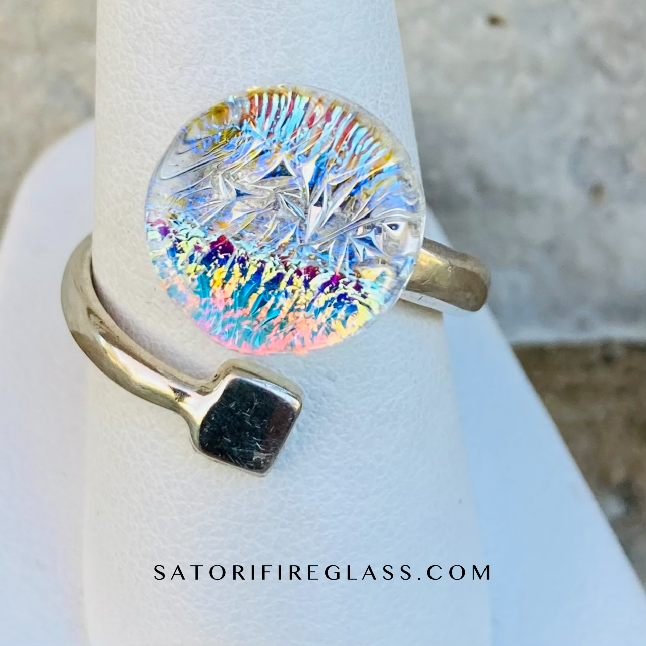 Satori Glass and Sterling Silver Adjustable Rings