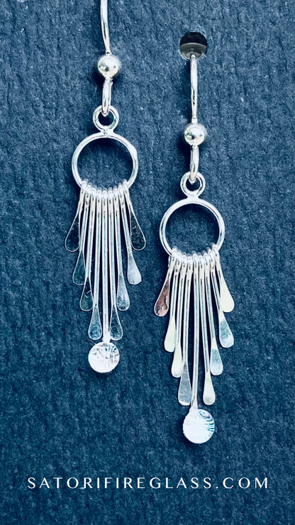 Silver Fire Lights Earrings on Sterling Silver Tassels
