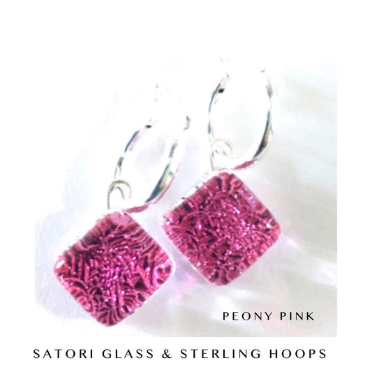 Satori Glass & Sterling Hoops