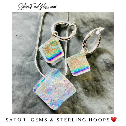 Satori Organic Gem & Sterling Hoop Set