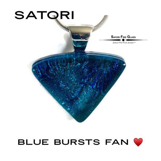 Satori Blue Bursts Fan w/ Sterling Silver