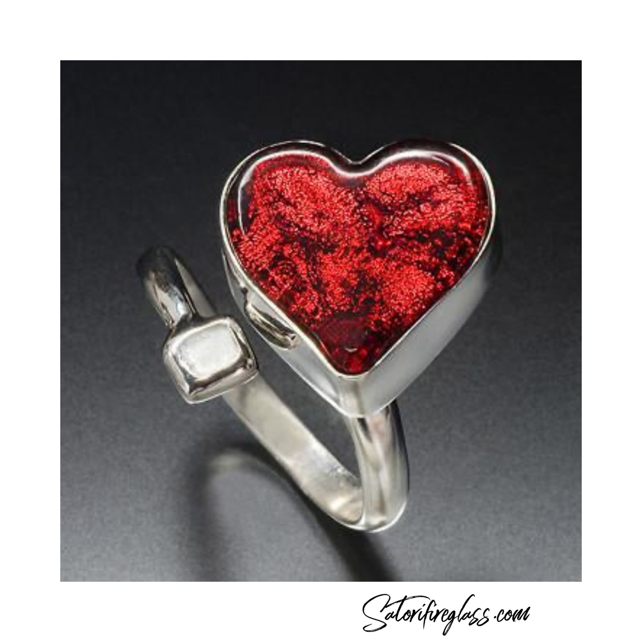 Red Heart Ring Set In Sterling